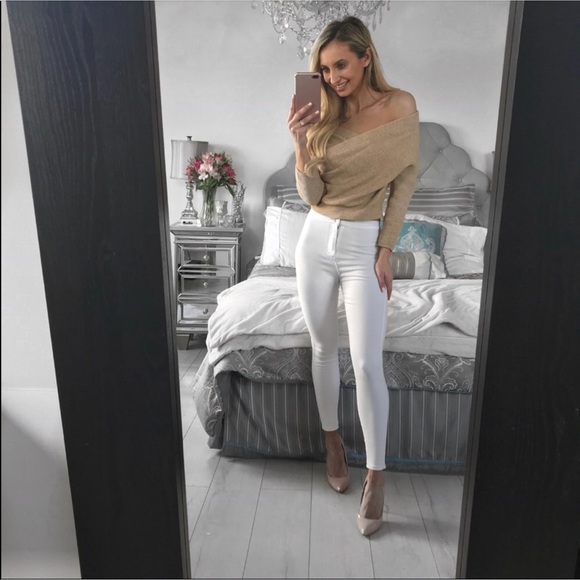 American Apparel Pants - American Apparel High Waist Skinny Jeans in White
